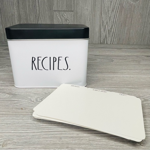 Rae Dunn Tin Recipe Box w/ 24 Cards sealable flour & tea decorative containers - Picture 5 of 16